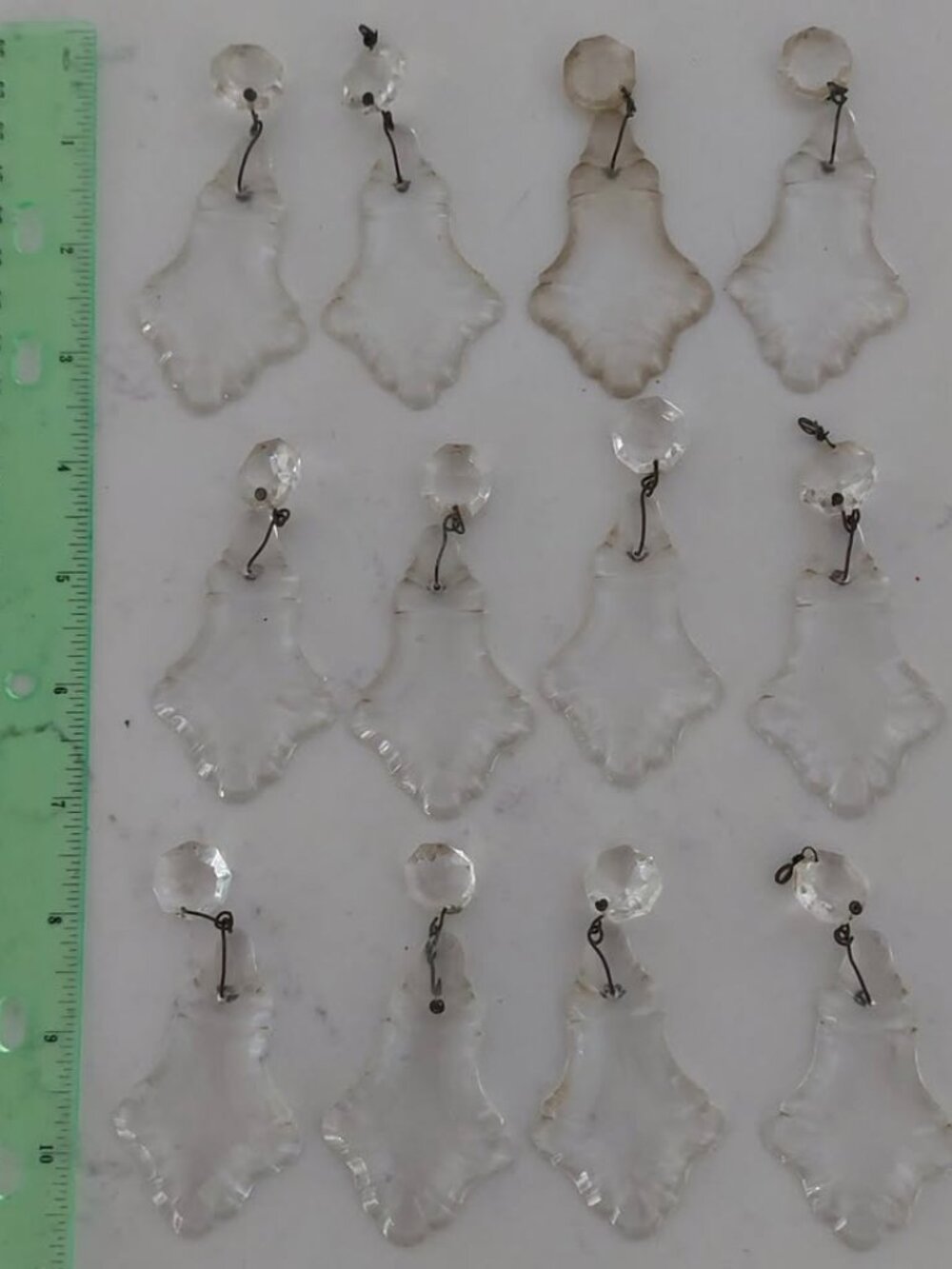 Antique Lead Crystal French Pendalogue Chandelier Replacement Prisms Set of 12